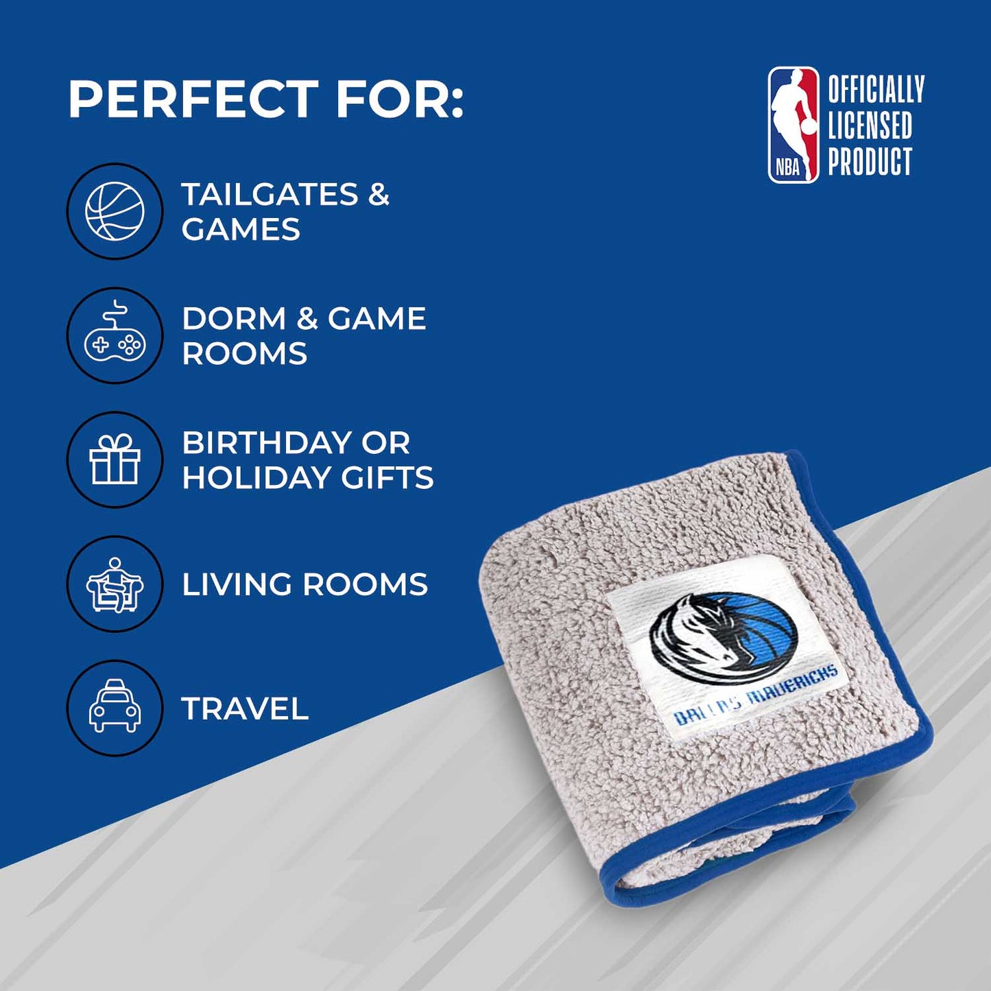Dallas Mavericks NBA Silk Touch Sherpa Throw Blanket - Navy