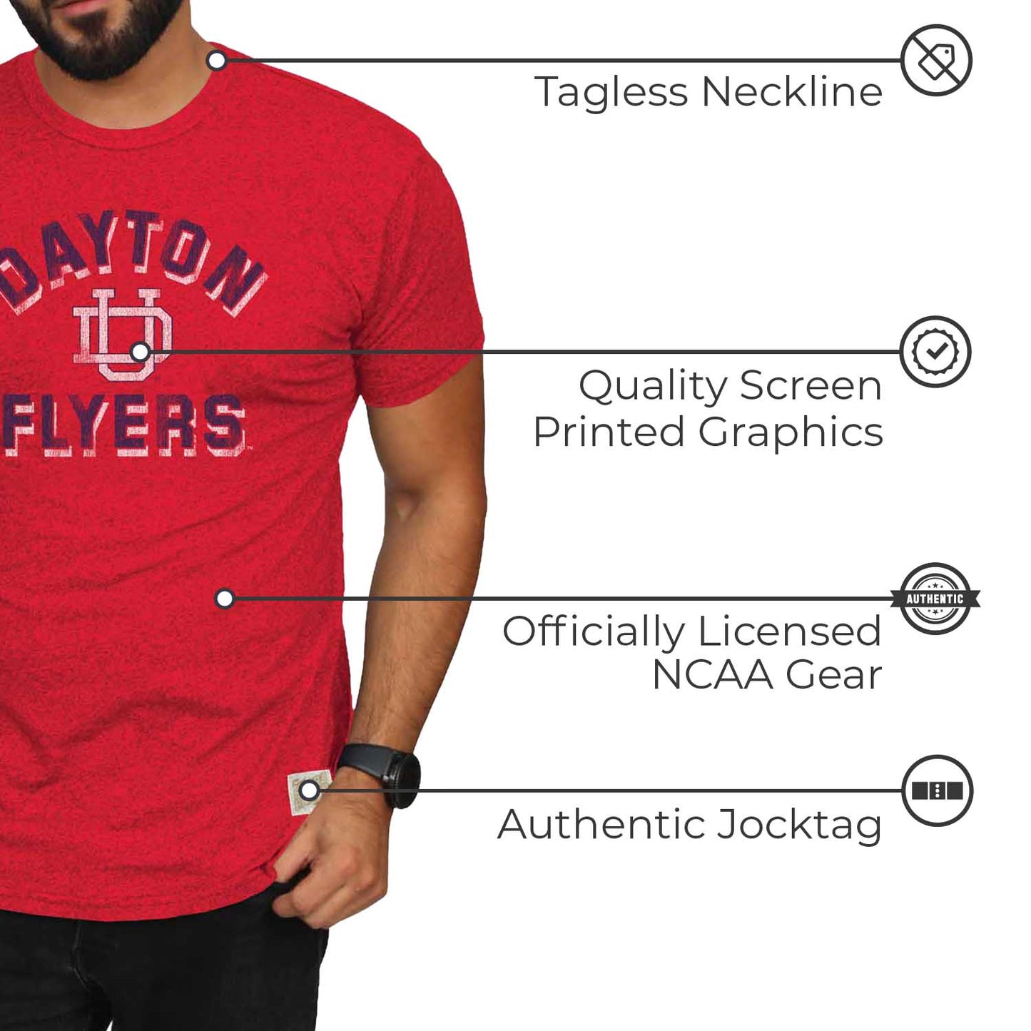 Dayton Flyers Adult College Team Color T-Shirt - Red