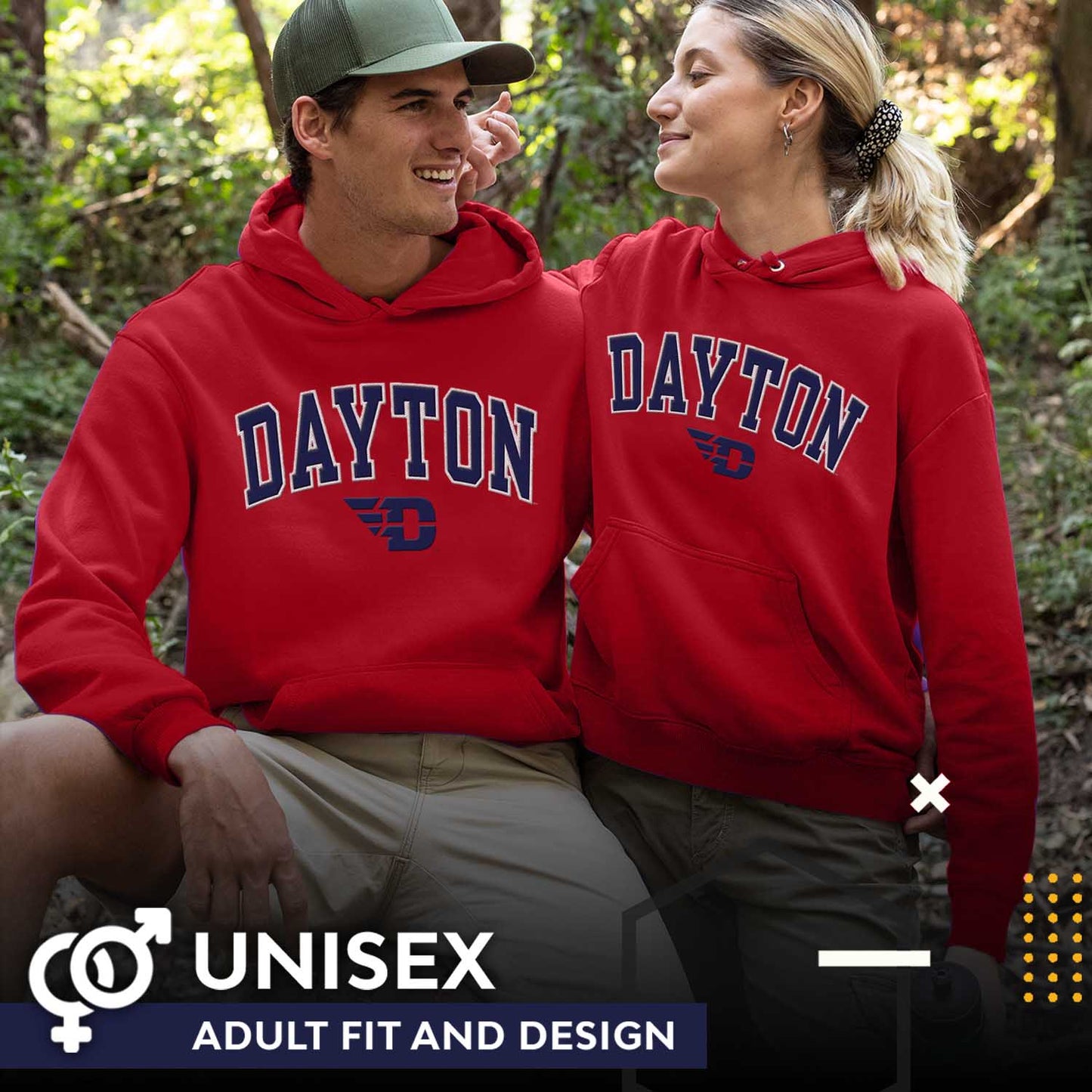 Dayton Flyers NCAA Adult Tackle Twill Hooded Sweatshirt - Red