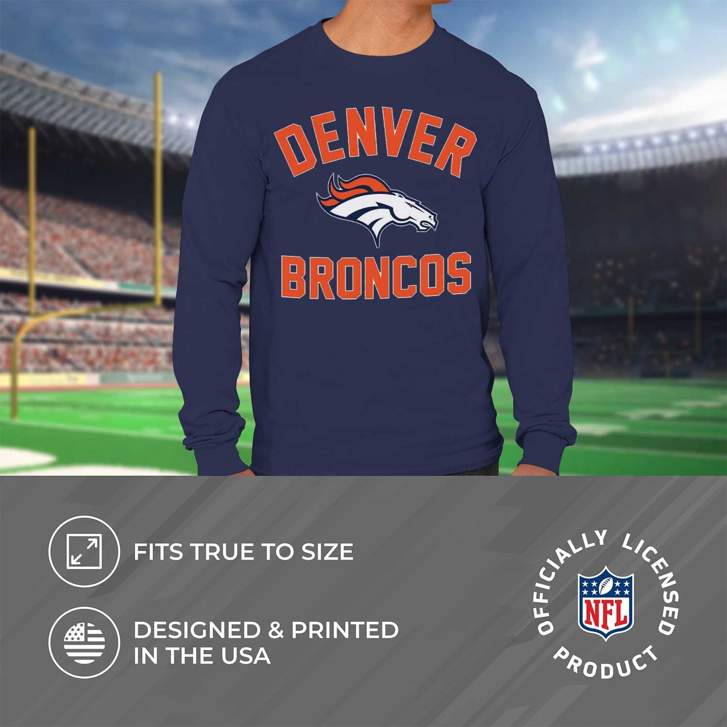 Denver Broncos NFL Gameday Adult Long Sleeve Shirt - Navy