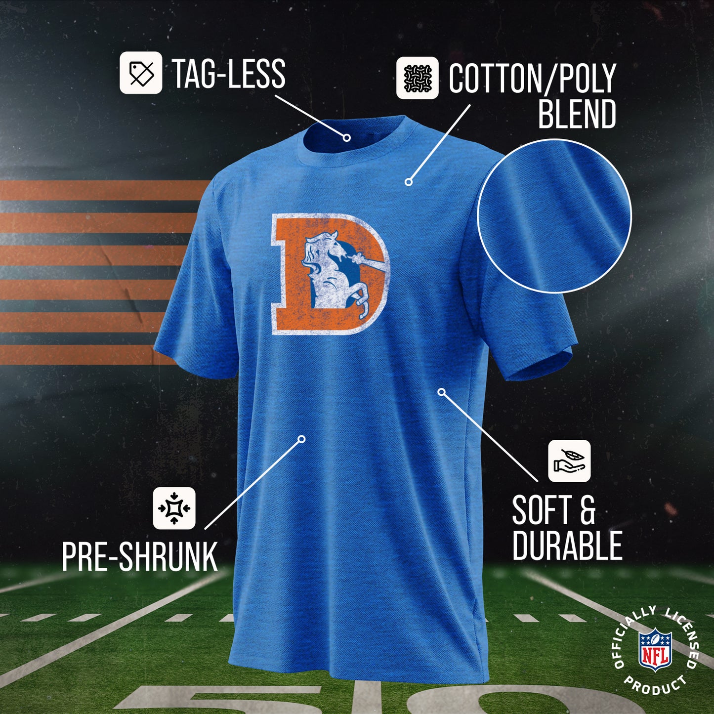 Denver Broncos NFL Modern Throwback T-shirt - Royal