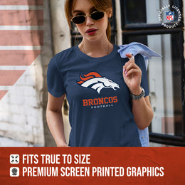 Denver Broncos Women's NFL Ultimate Fan Logo Short Sleeve T-Shirt - Navy