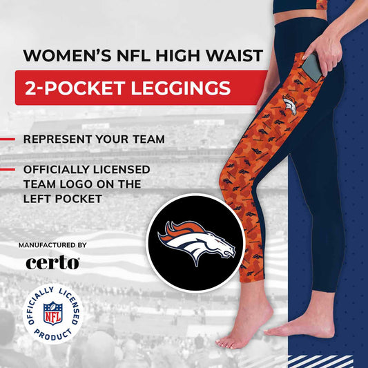 Denver Broncos NFL High Waisted Leggings for Women - Navy