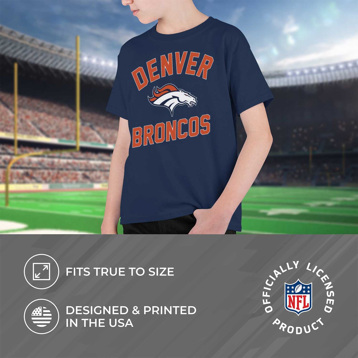 Denver Broncos NFL Youth Gameday Football T-Shirt - Navy