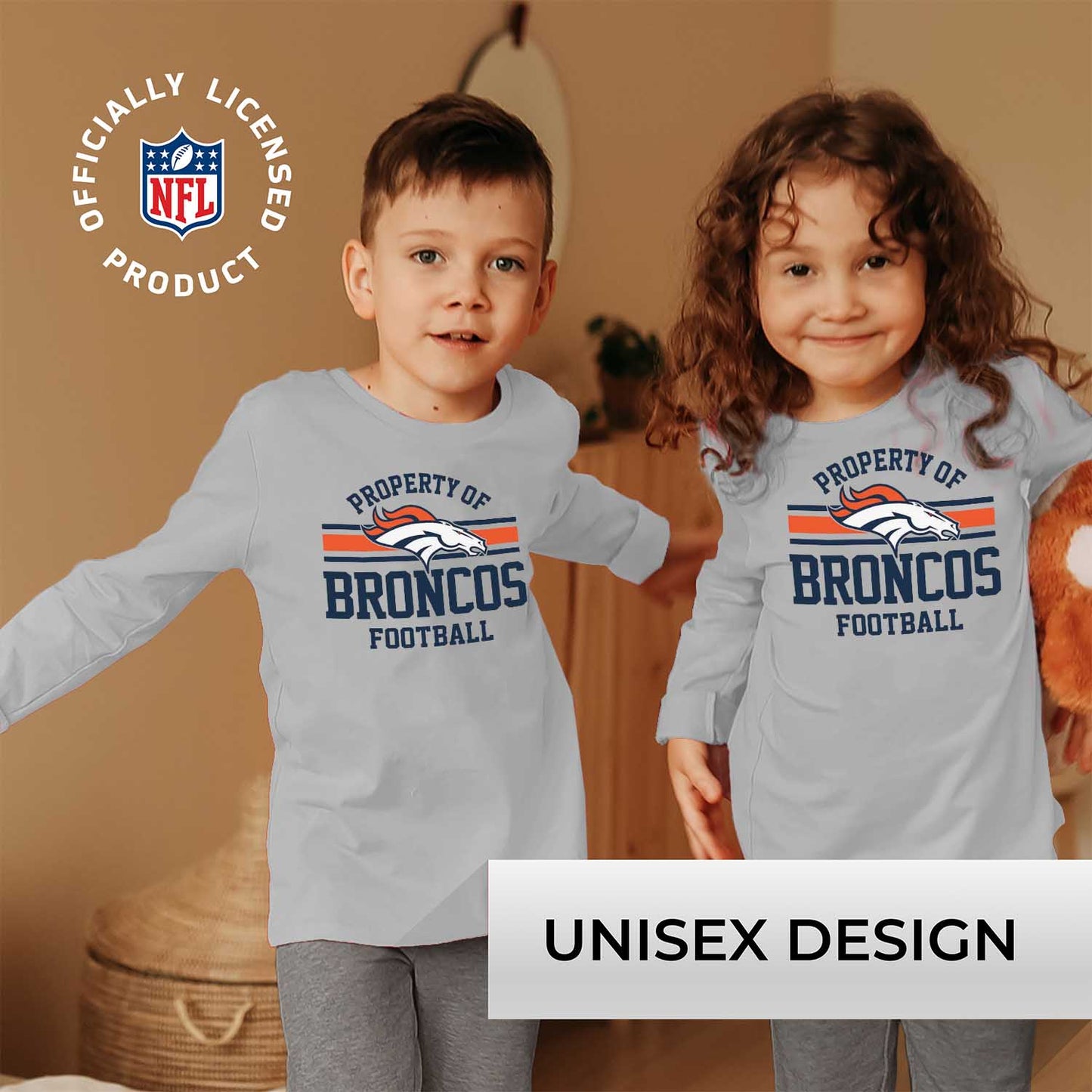 Denver Broncos NFL Youth Property Of Long Sleeve Lightweight T Shirt - Sport Gray