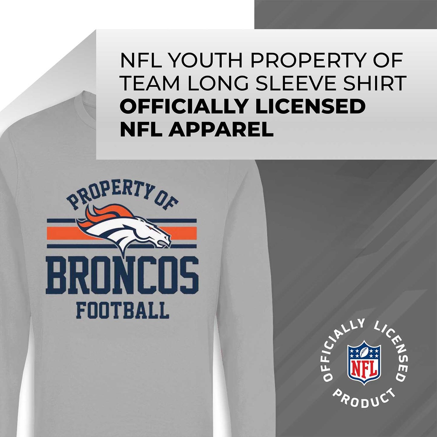 Denver Broncos NFL Youth Property Of Long Sleeve Lightweight T Shirt - Sport Gray