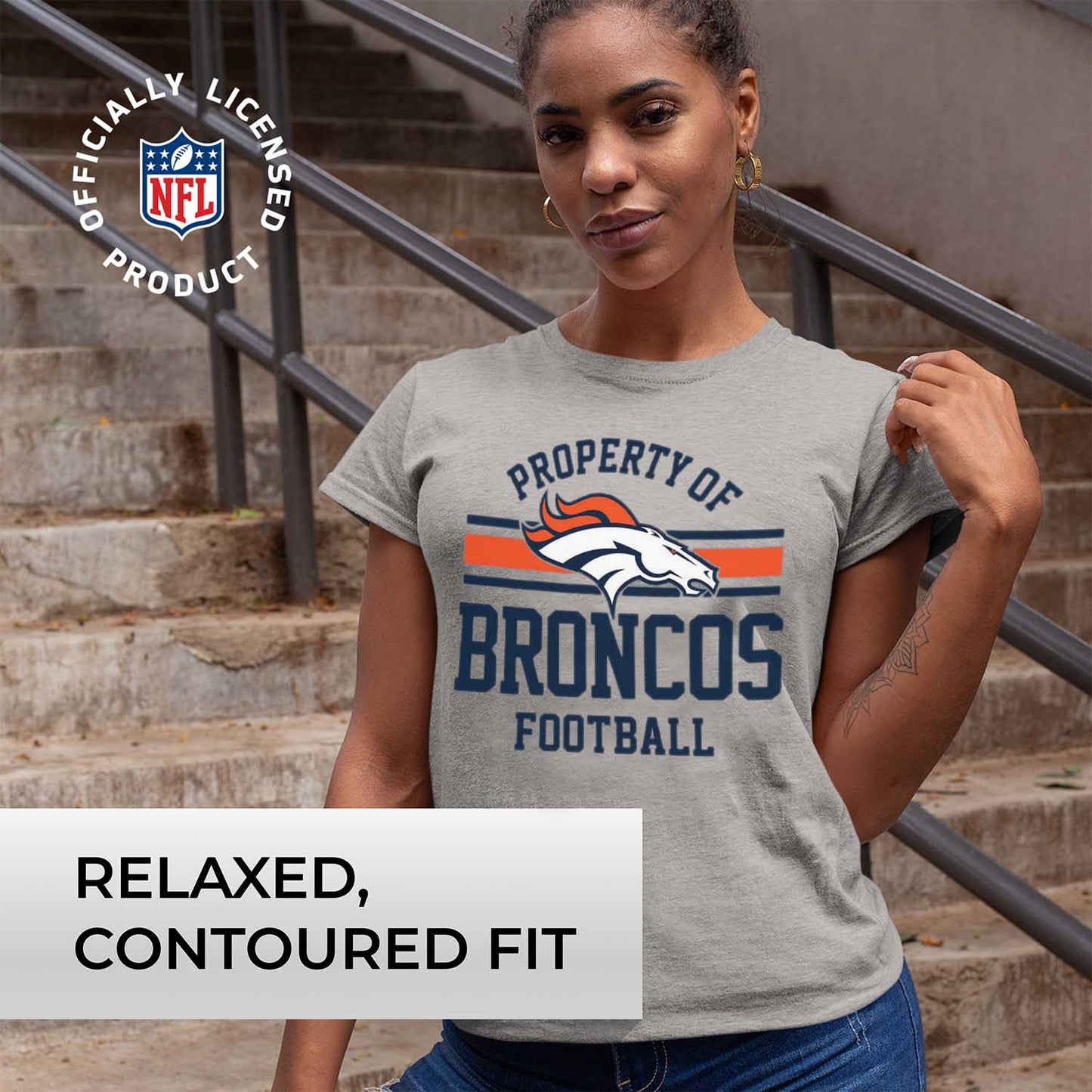 Denver Broncos NFL Womens Short Sleeve Property of Tshirt - Gray