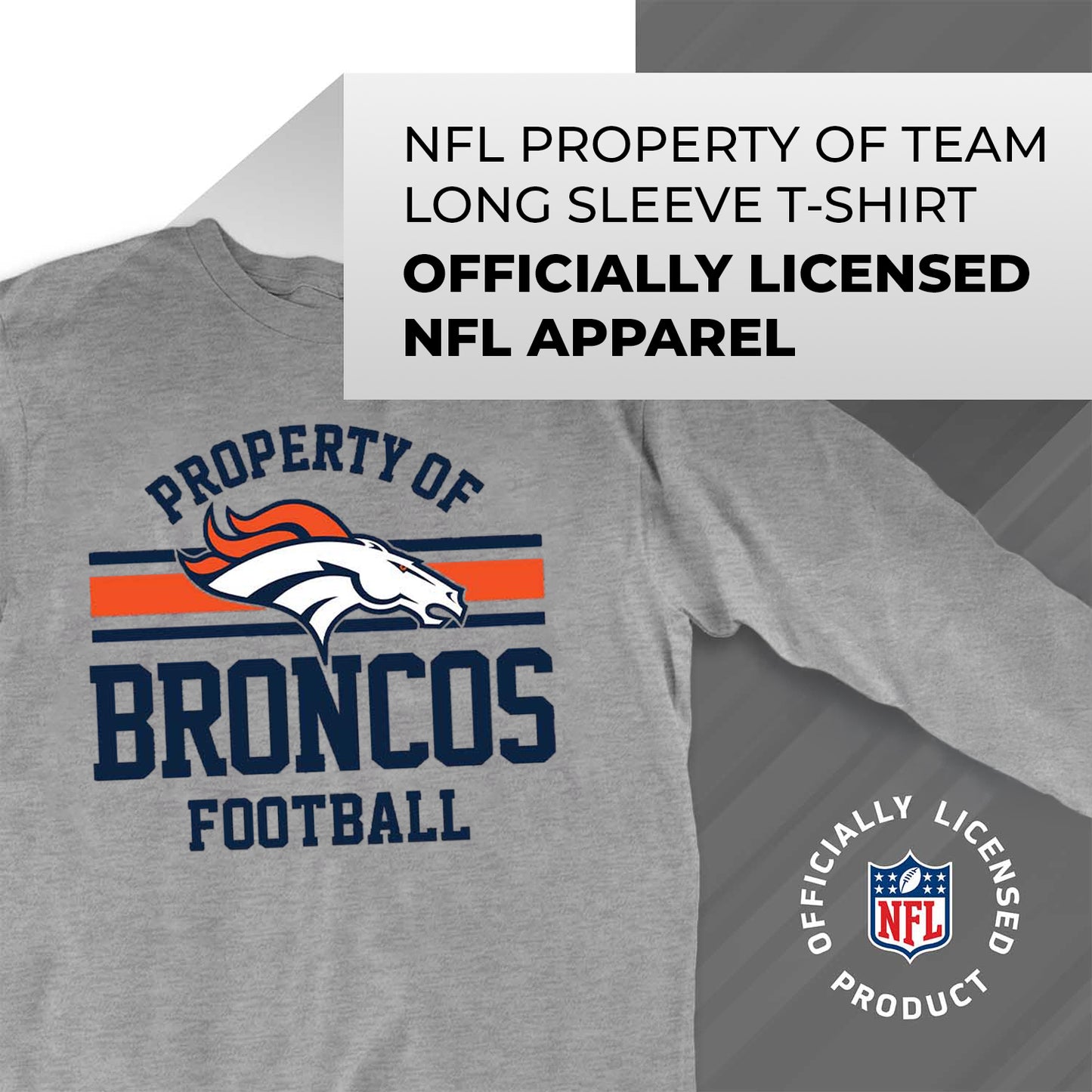 Denver Broncos NFL Adult Property Of Long SleeveT Shirt - Sport Gray