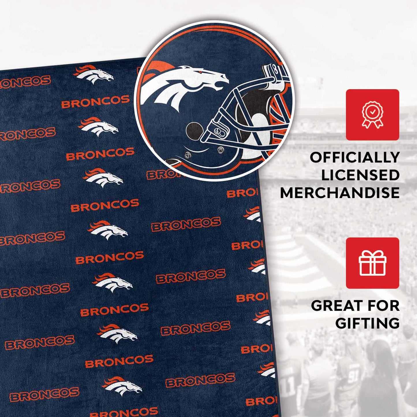Denver Broncos NFL Double Sided Blanket - Navy