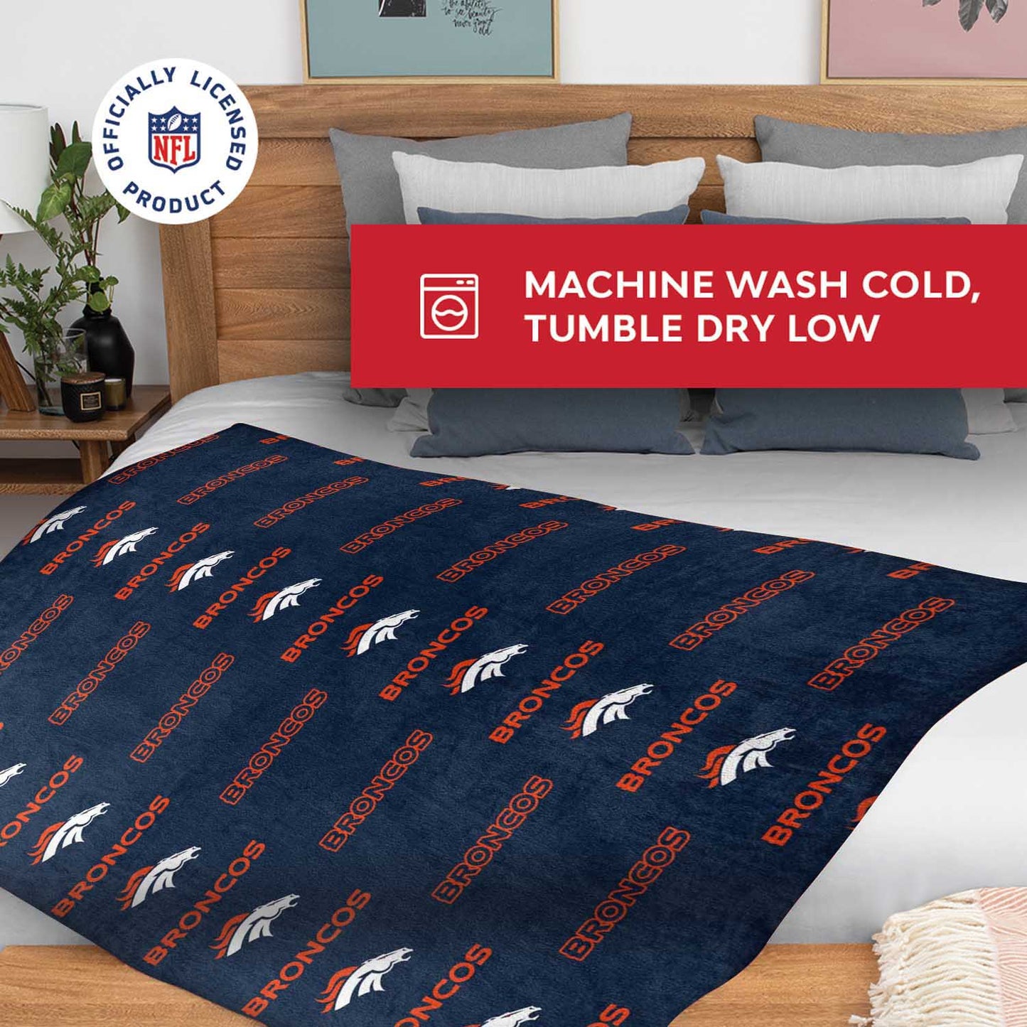 Denver Broncos NFL Double Sided Blanket - Navy