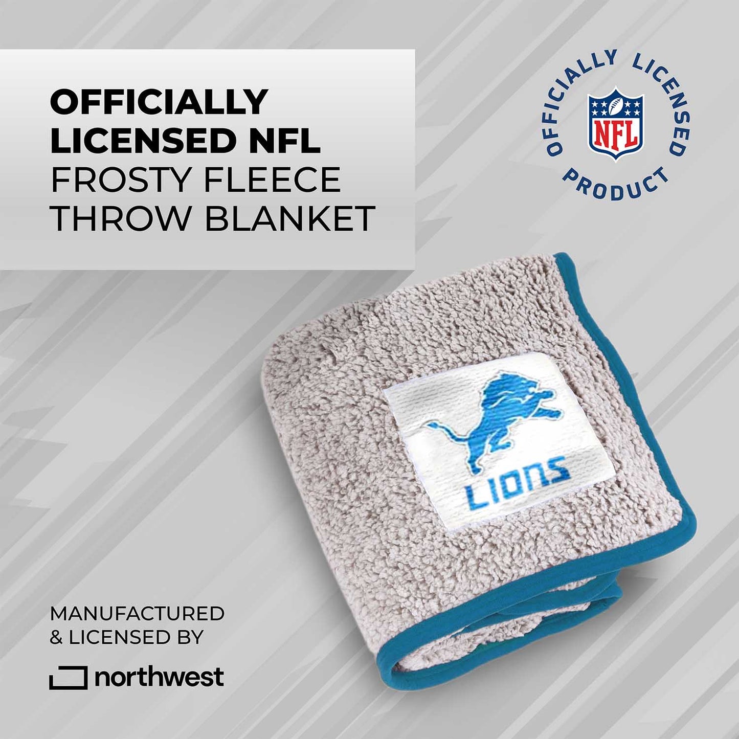 Detroit Lions NFL Silk Touch Sherpa Throw Blanket - Light Blue