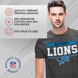 Detroit Lions NFL Adult Team Block Tagless T-Shirt - Charcoal