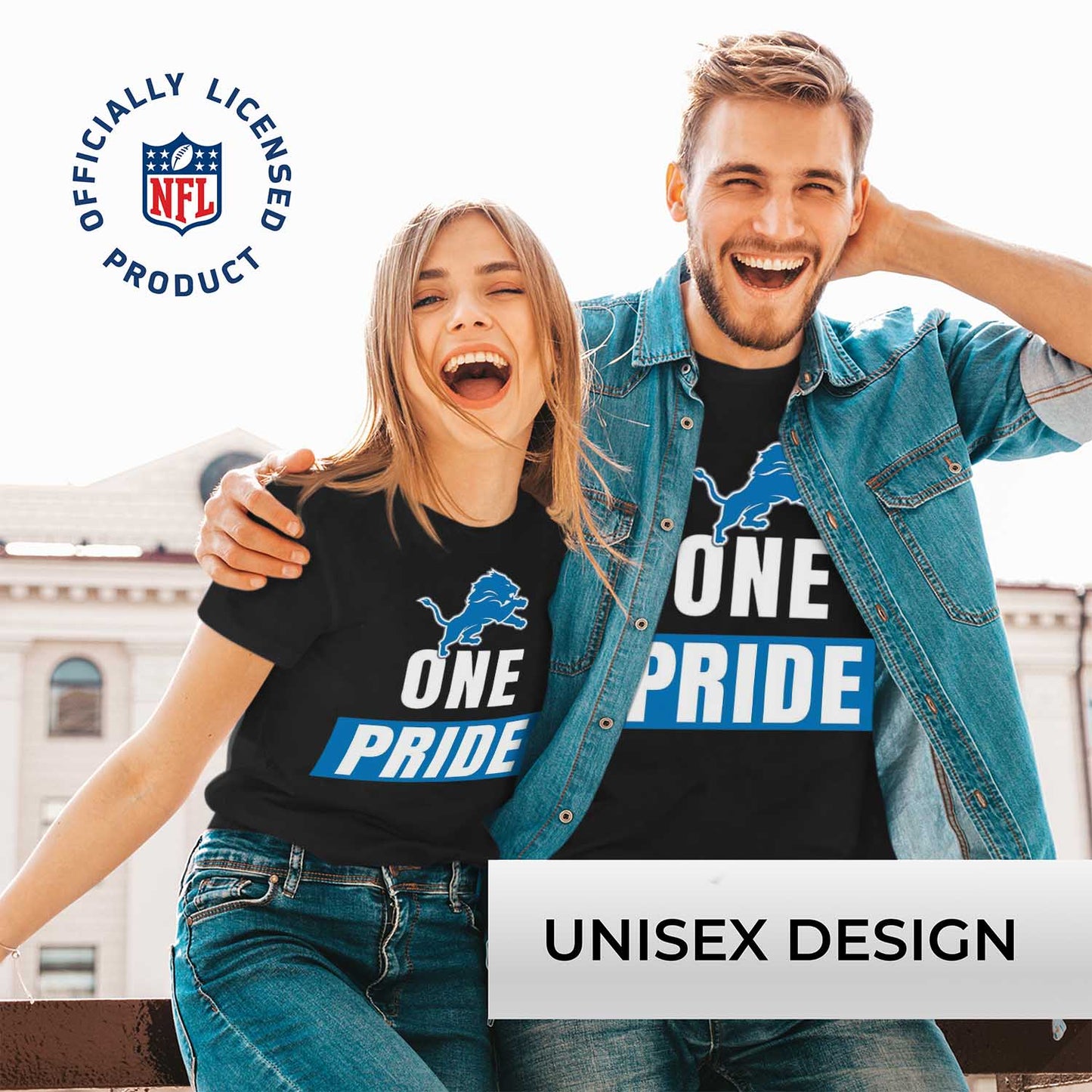 Detroit Lions NFL Adult Team Slogan Unisex T-Shirt - Black