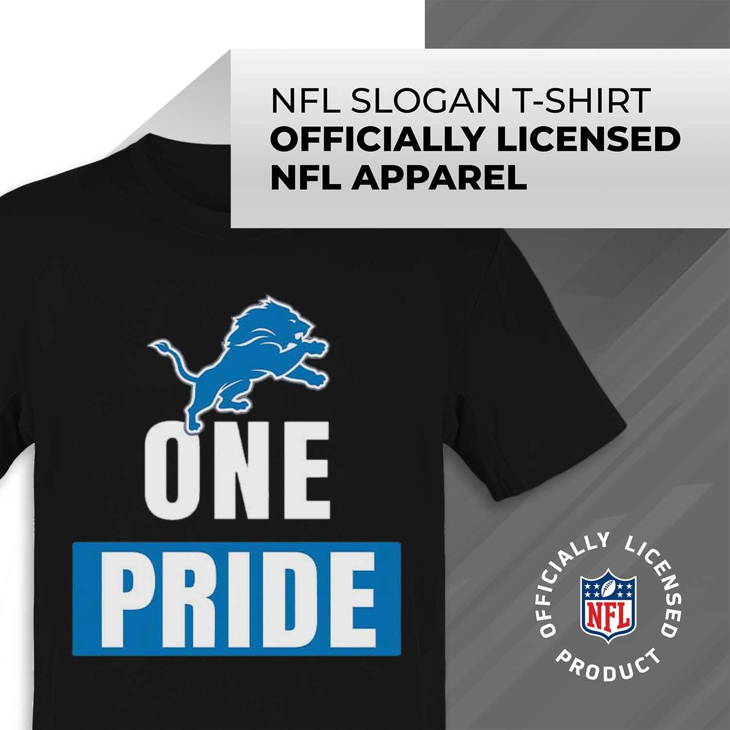 Detroit Lions NFL Adult Team Slogan Unisex T-Shirt - Black