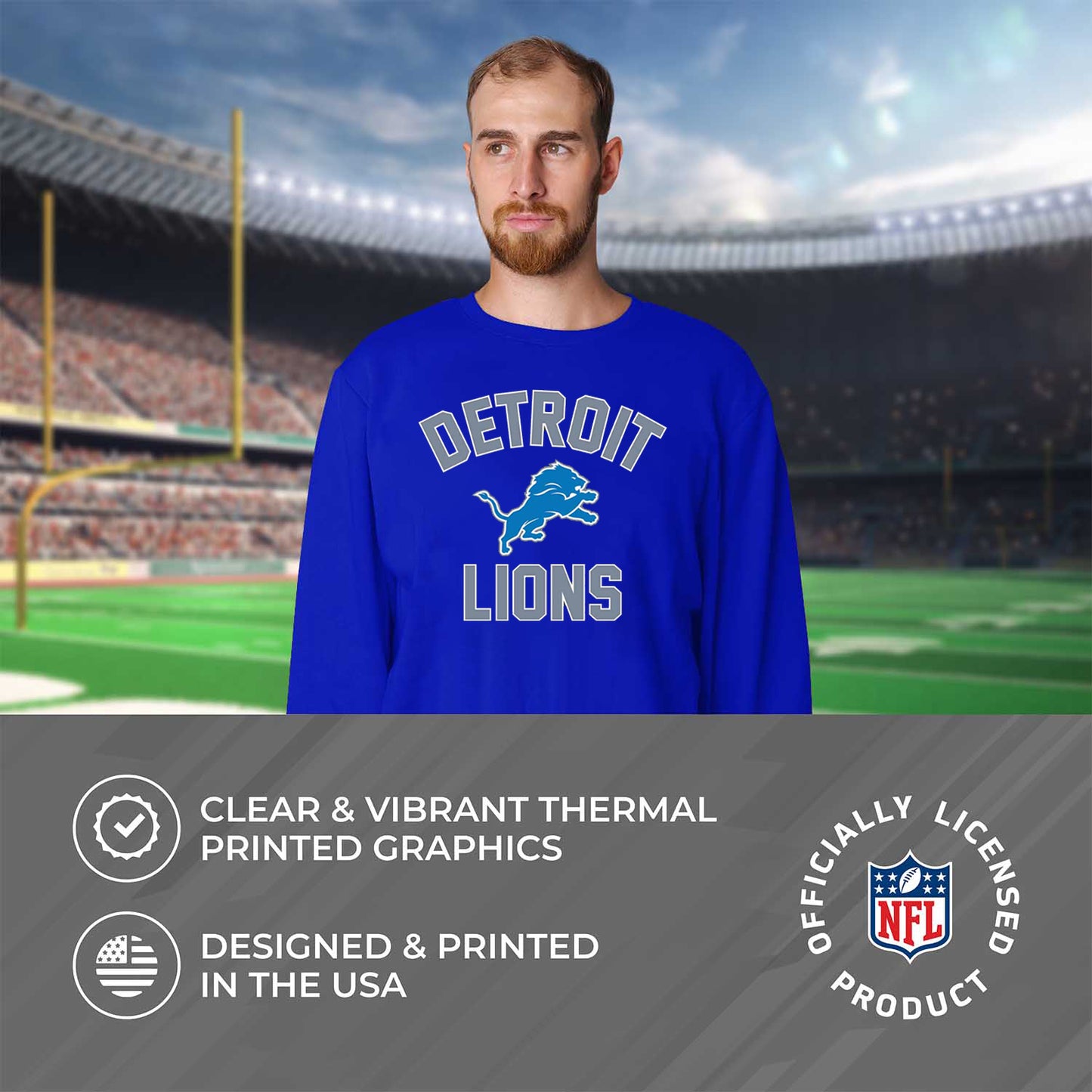 Detroit Lions NFL Gameday Adult Crewneck Sweatshirt - Royal