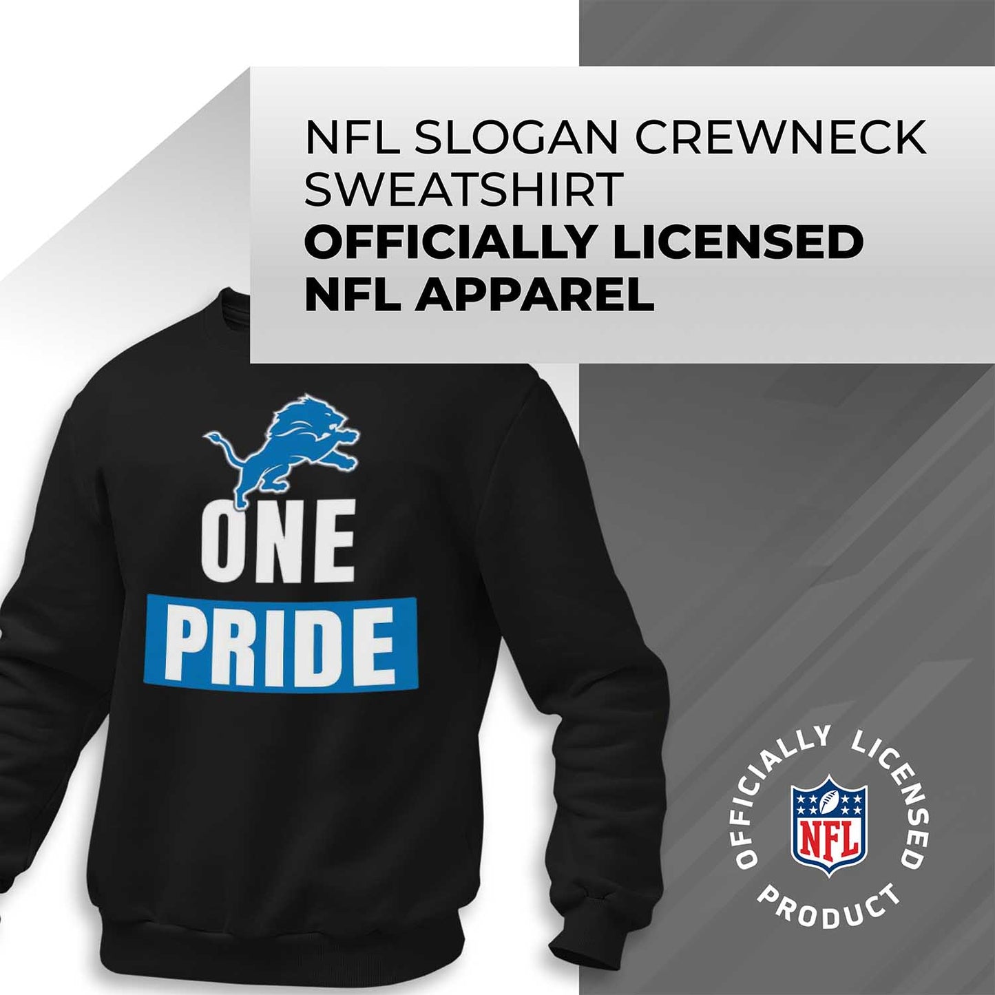 Detroit Lions NFL Adult Slogan Crewneck Sweatshirt - Black