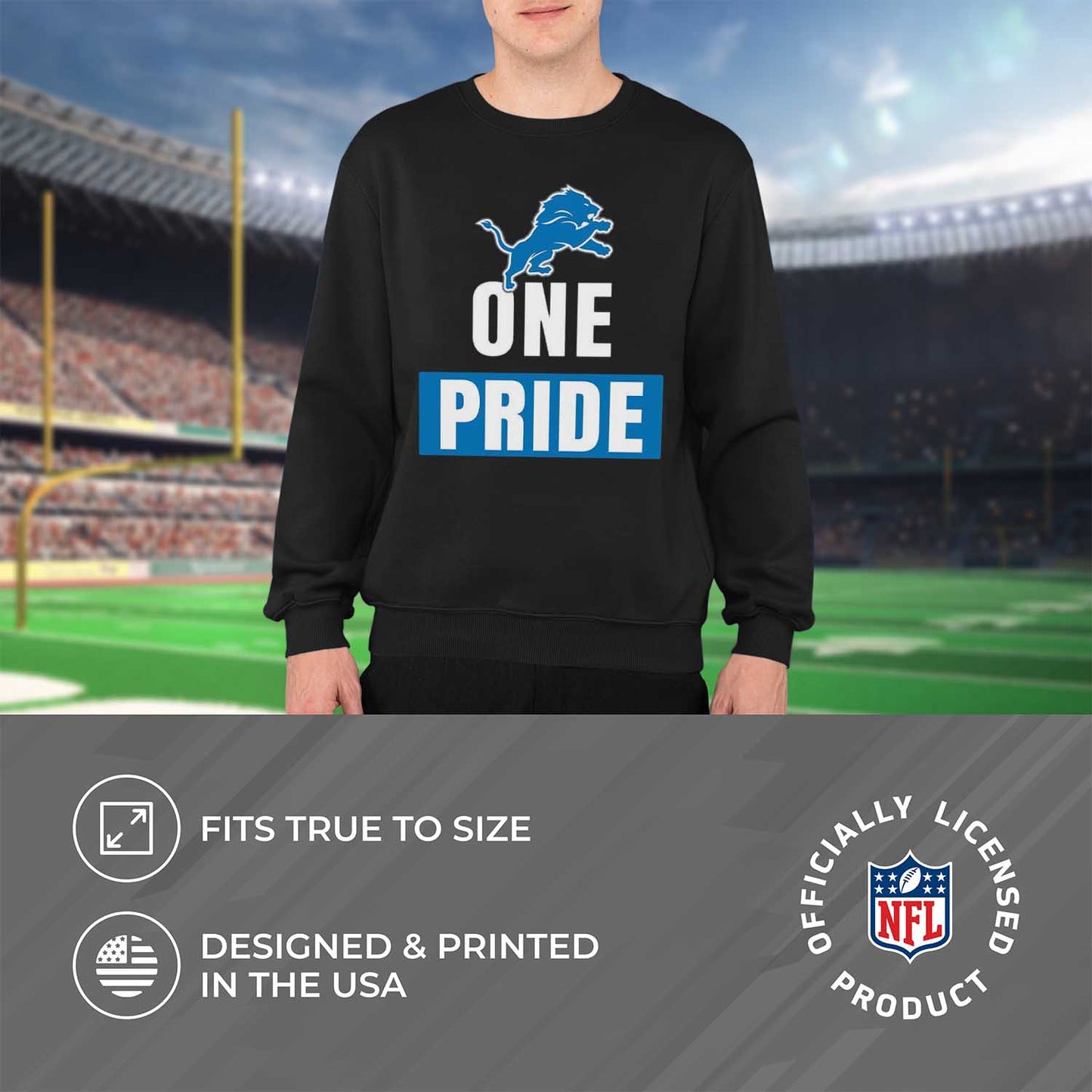 Detroit Lions NFL Adult Slogan Crewneck Sweatshirt - Black