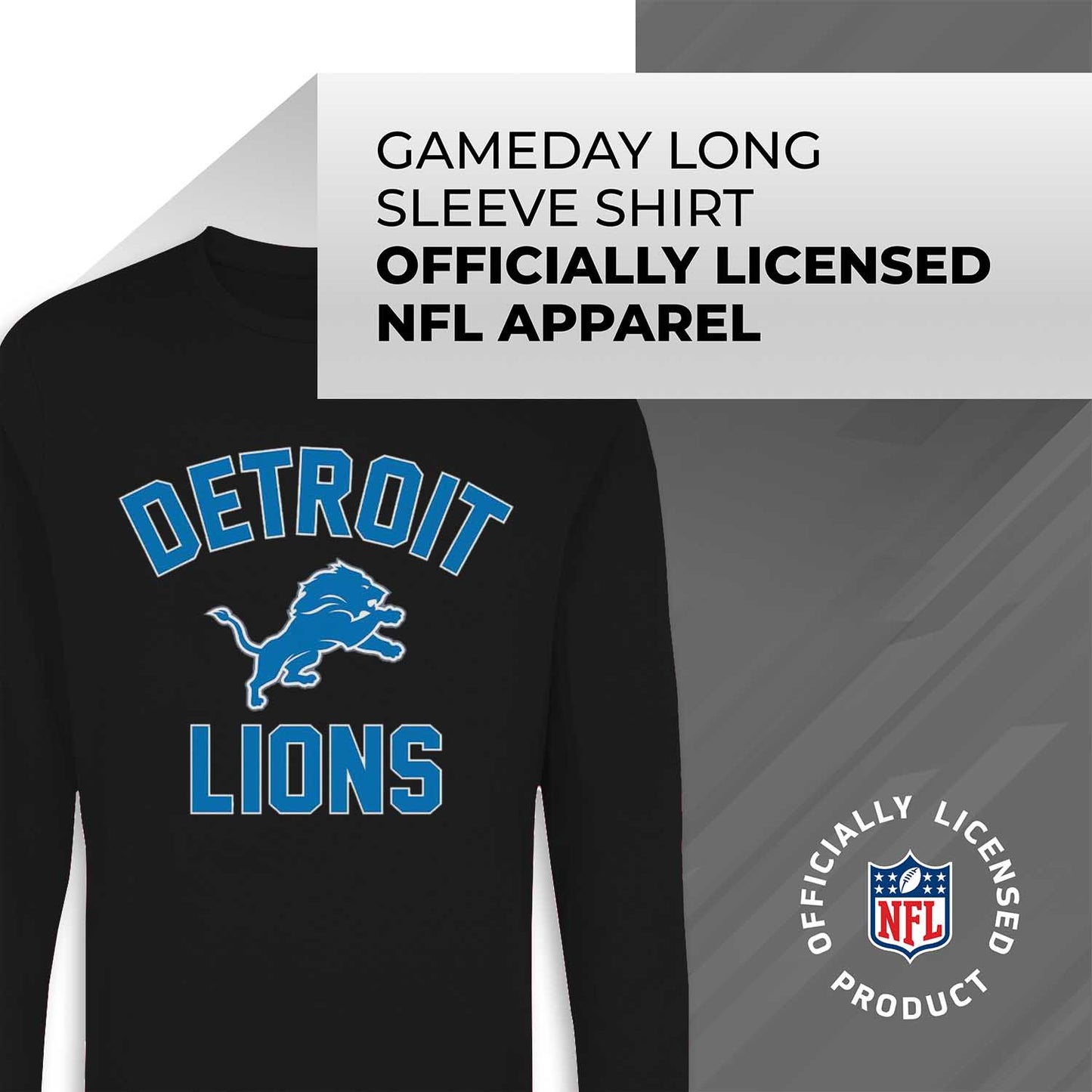 Detroit Lions NFL Gameday Adult Long Sleeve Shirt - Black