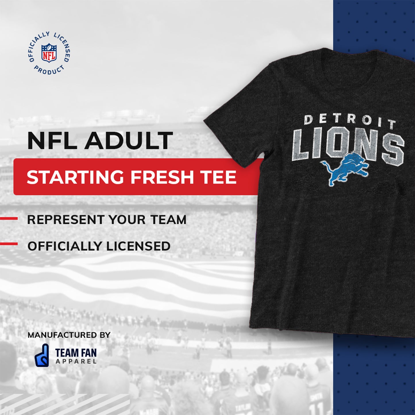 Detroit Lions NFL Starting Fresh Short Sleeve Heather T-Shirt - Black