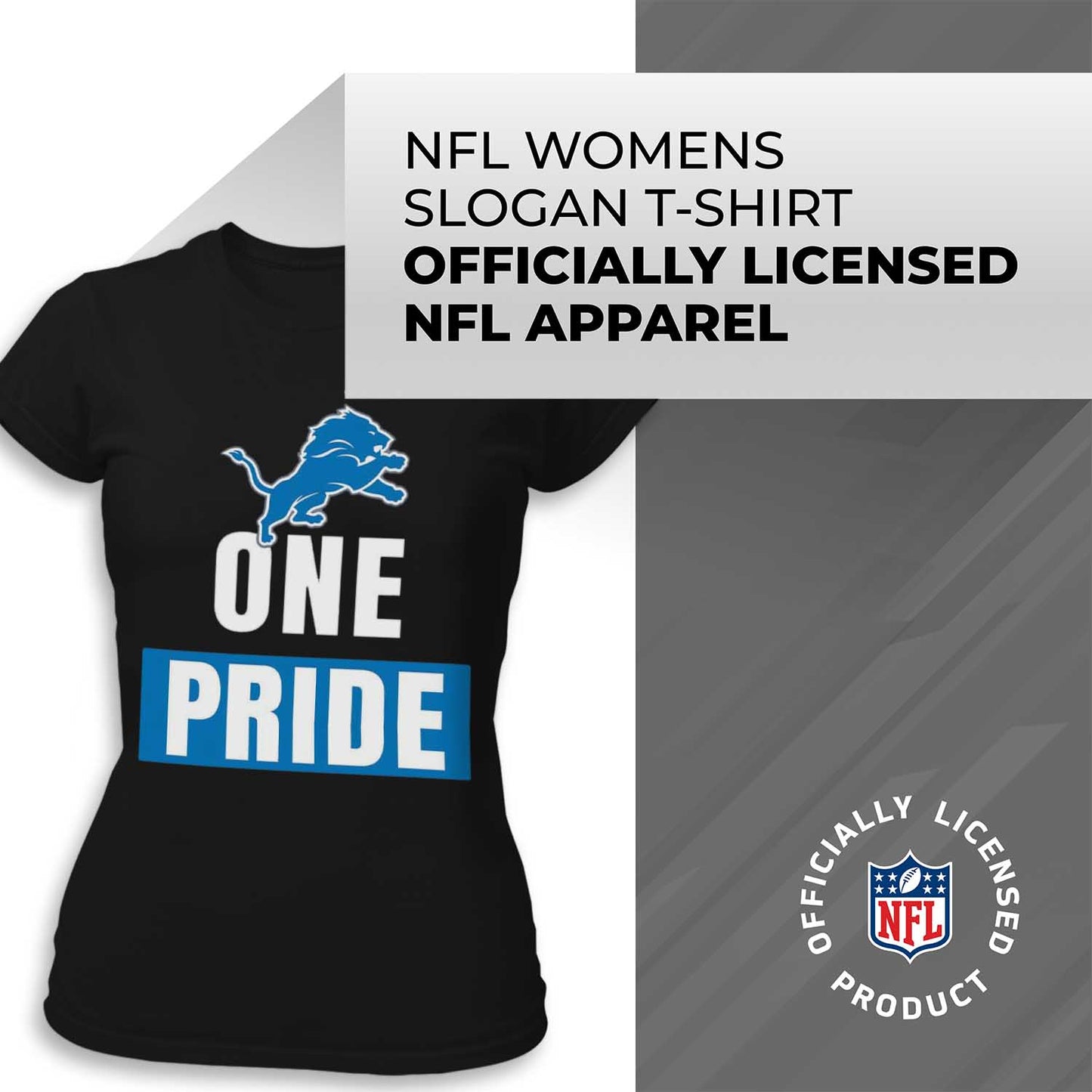 Detroit Lions NFL Womens Plus Size Team Slogan Short Sleeve T-Shirt - Black