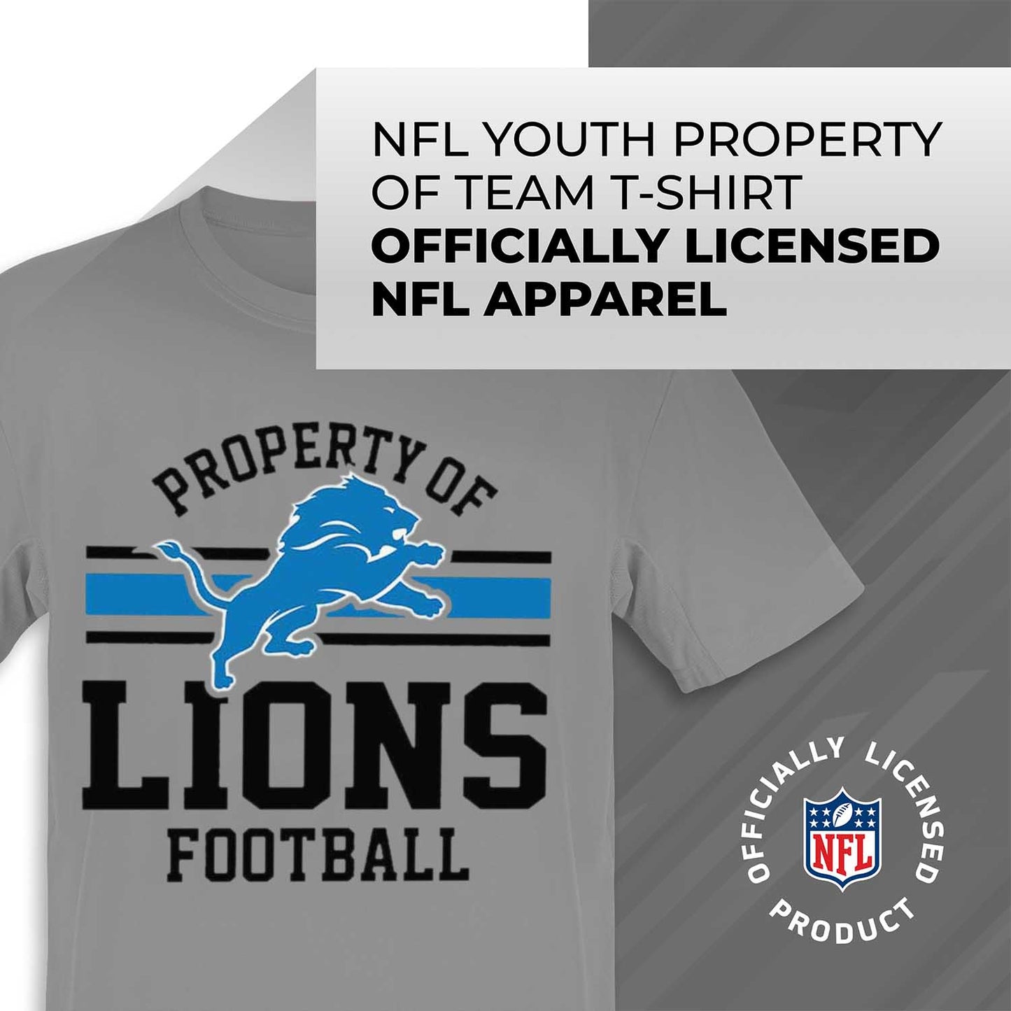 Detroit Lions NFL Youth Property Of Short Sleeve Lightweight T Shirt - Sport Gray