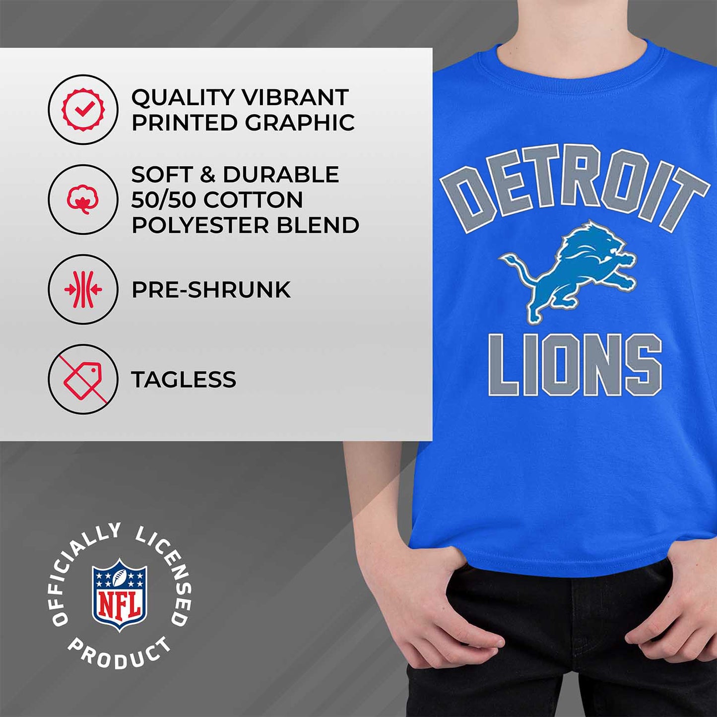 Detroit Lions NFL Youth Gameday Football T-Shirt - Royal