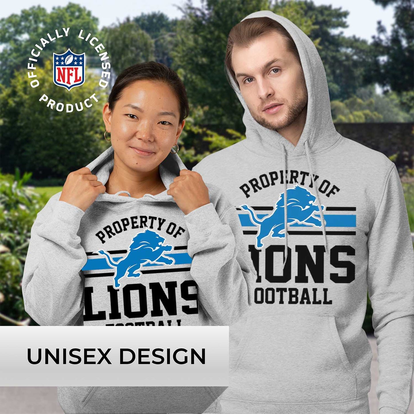Detroit Lions NFL Adult Property Of Hooded Sweatshirt - Sport Gray