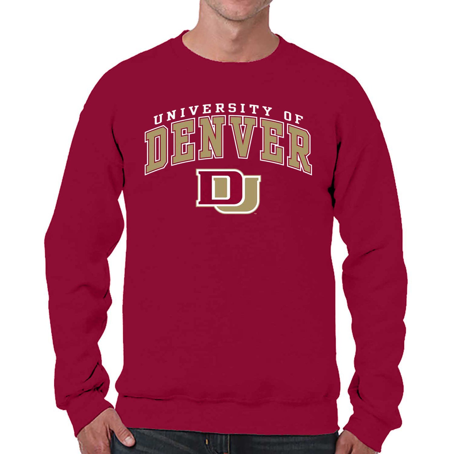Denver Pioneers Adult Arch & Logo Soft Style Gameday Crewneck Sweatshirt - Maroon