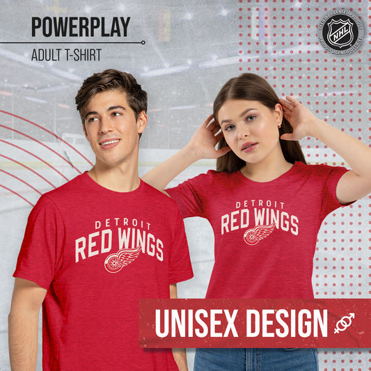 Detroit Red Wings NHL Adult Powerplay Heathered Unisex T-Shirt - Red