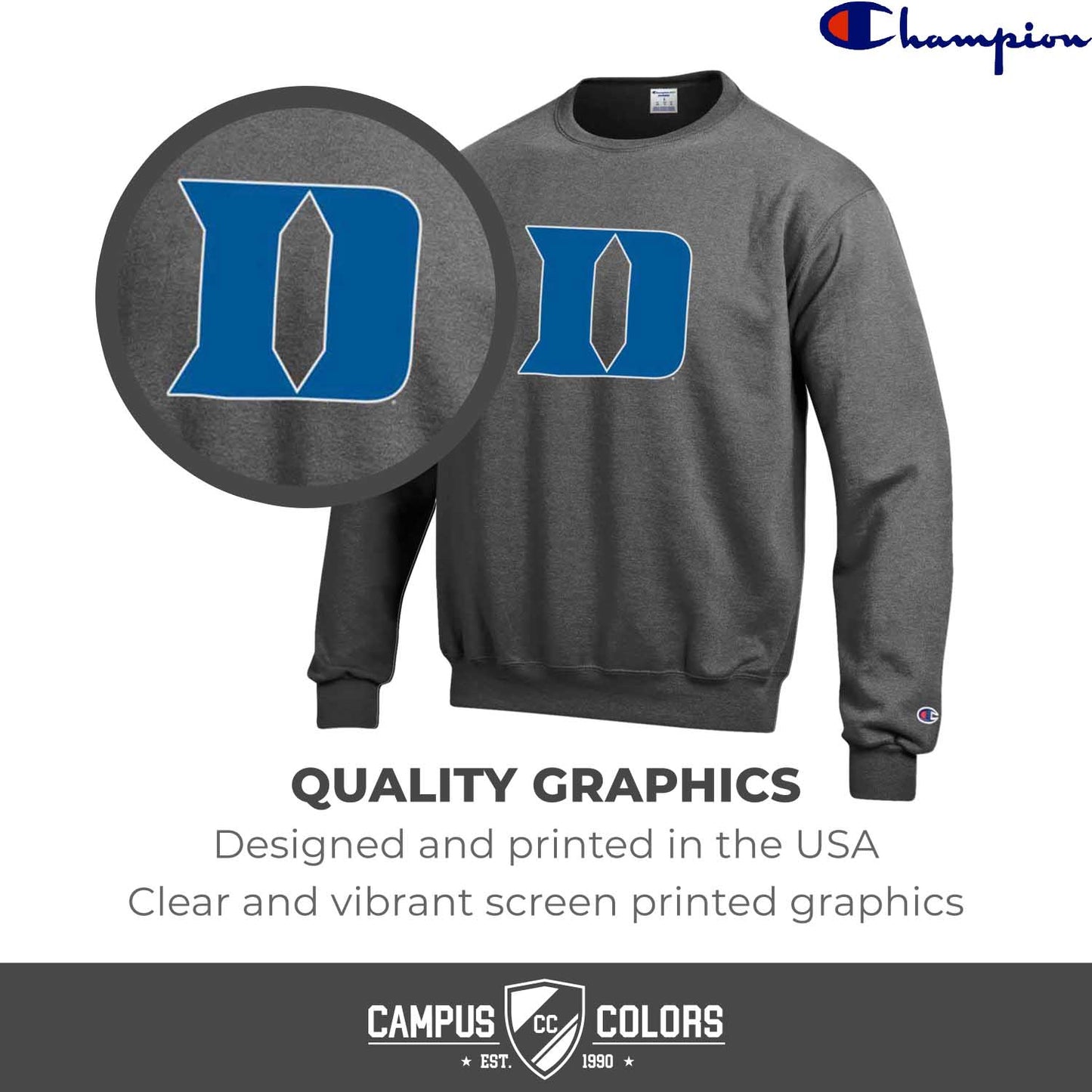 Duke Blue Devils Adult Mascot Fleece Crewneck - Charcoal
