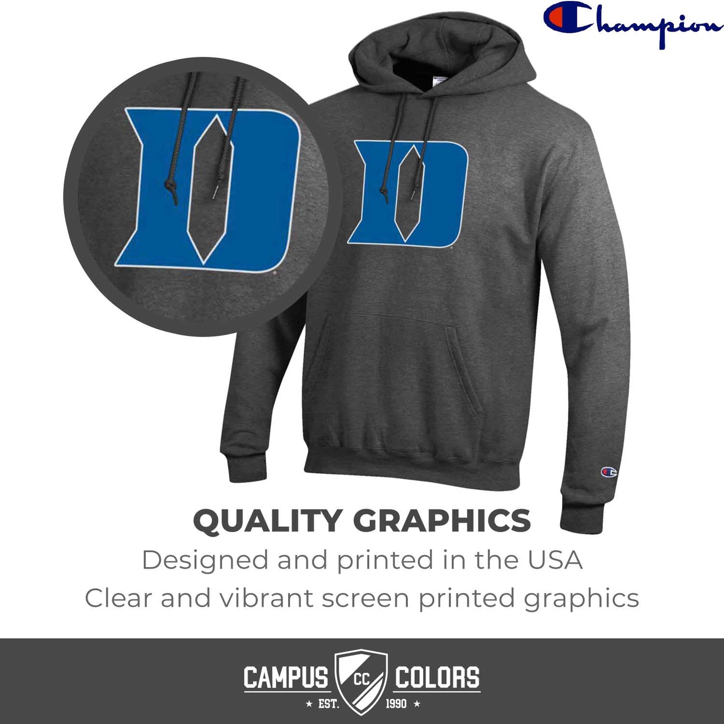 Duke Blue Devils Adult Mascot Fleece Hooded Sweatshirt - Charcoal