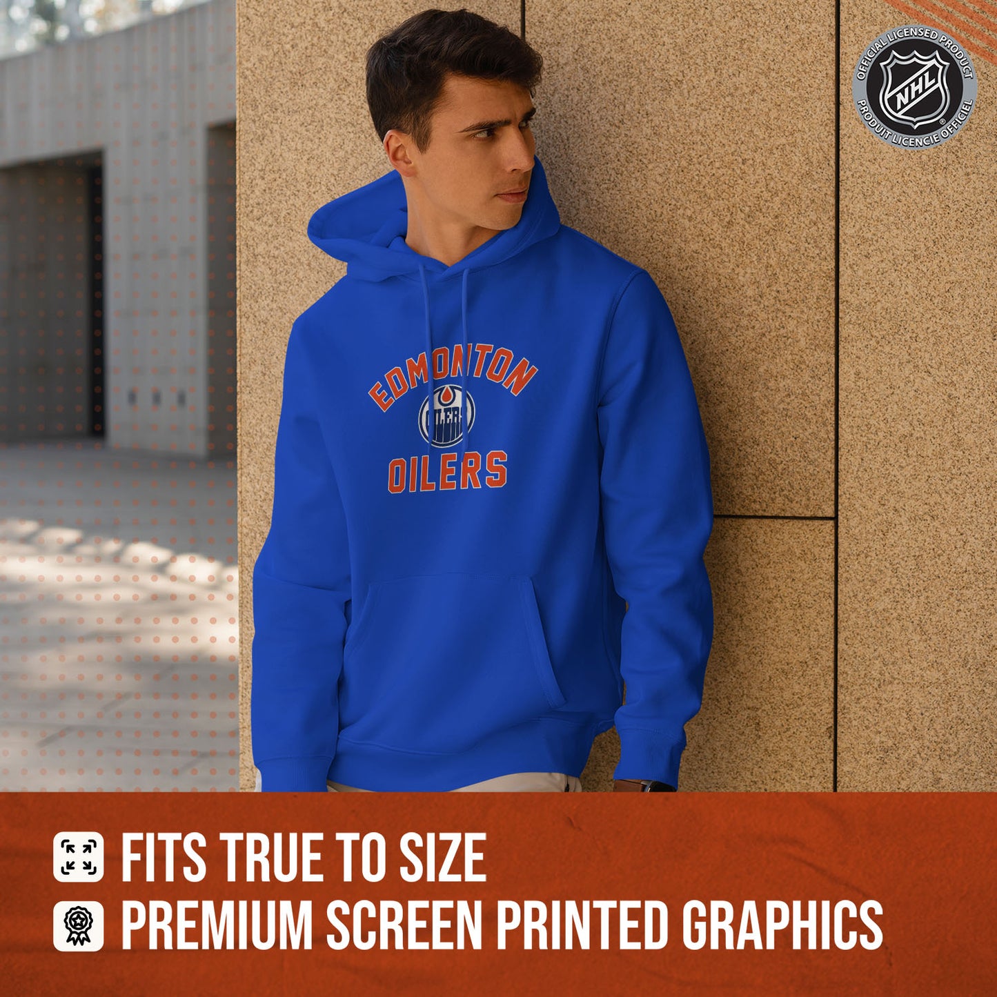 Edmonton Oilers Adult NHL Primary Logo Hooded Sweatshirt - Royal