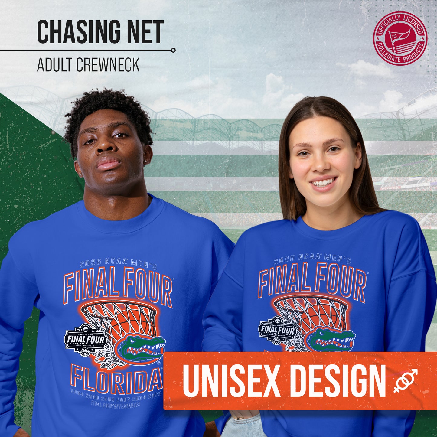 Florida Gators 2025 NCAA Men's Basketball Tournament Chasing Net Crewneck Sweatshirt - Royal