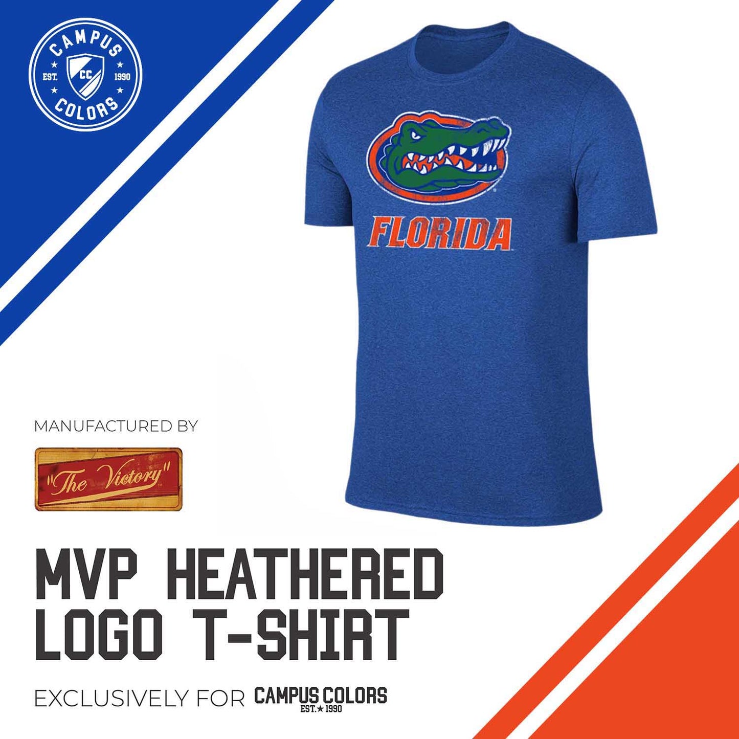 Florida Gators Adult MVP Heathered Cotton Blend T-Shirt - Royal