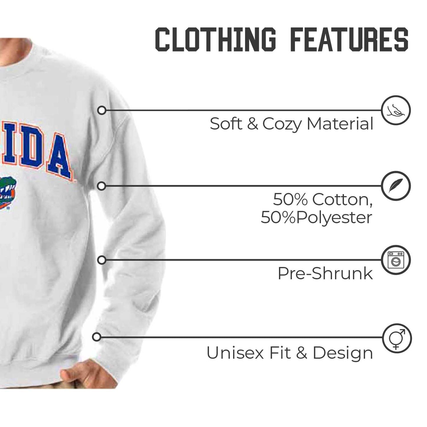 Florida Gators Adult Arch & Logo Soft Style Gameday Crewneck Sweatshirt - White