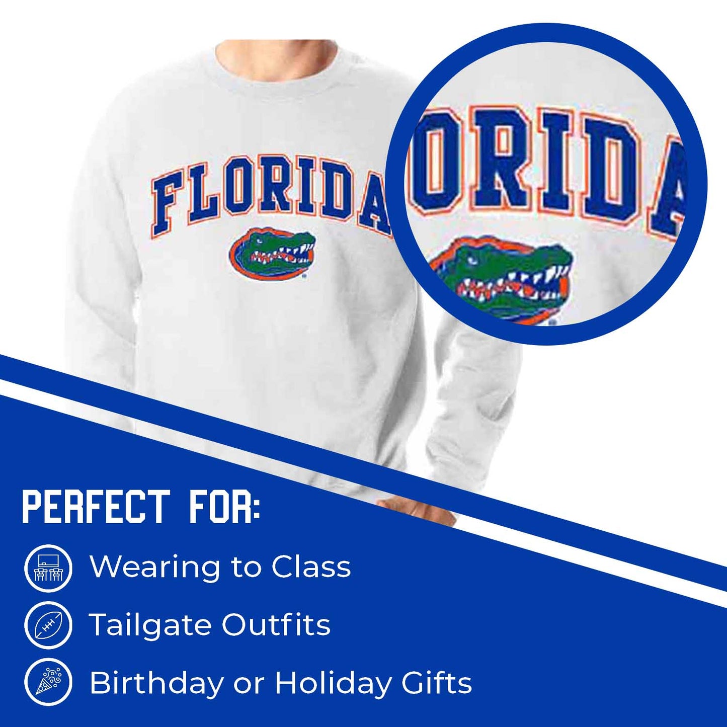 Florida Gators Adult Arch & Logo Soft Style Gameday Crewneck Sweatshirt - White