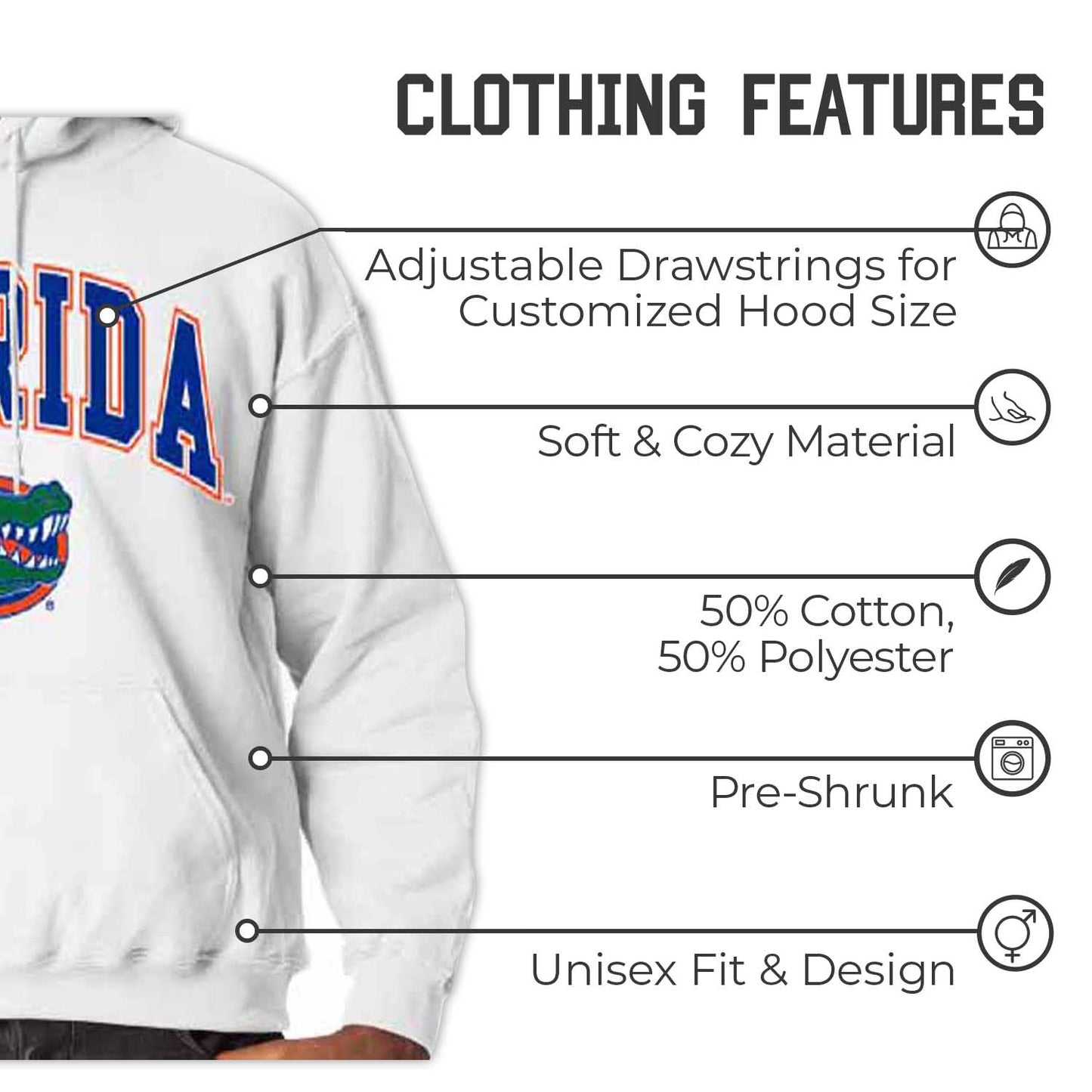 Florida Gators Adult Arch & Logo Soft Style Gameday Hooded Sweatshirt - White