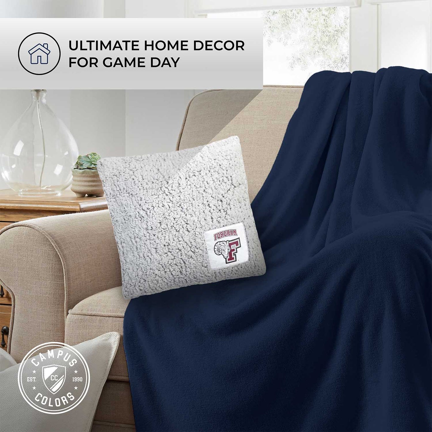 Fordham Rams Two Tone Sherpa Throw Pillow - Team Color