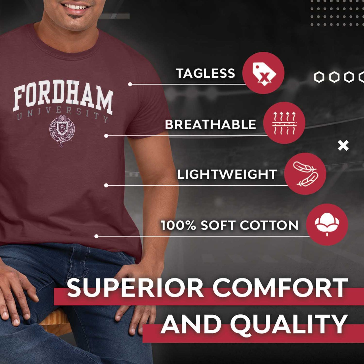 Fordham Rams NCAA Adult Gameday Cotton T-Shirt - Maroon