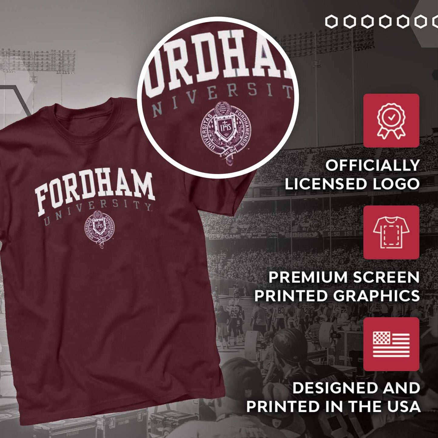 Fordham Rams NCAA Adult Gameday Cotton T-Shirt - Maroon