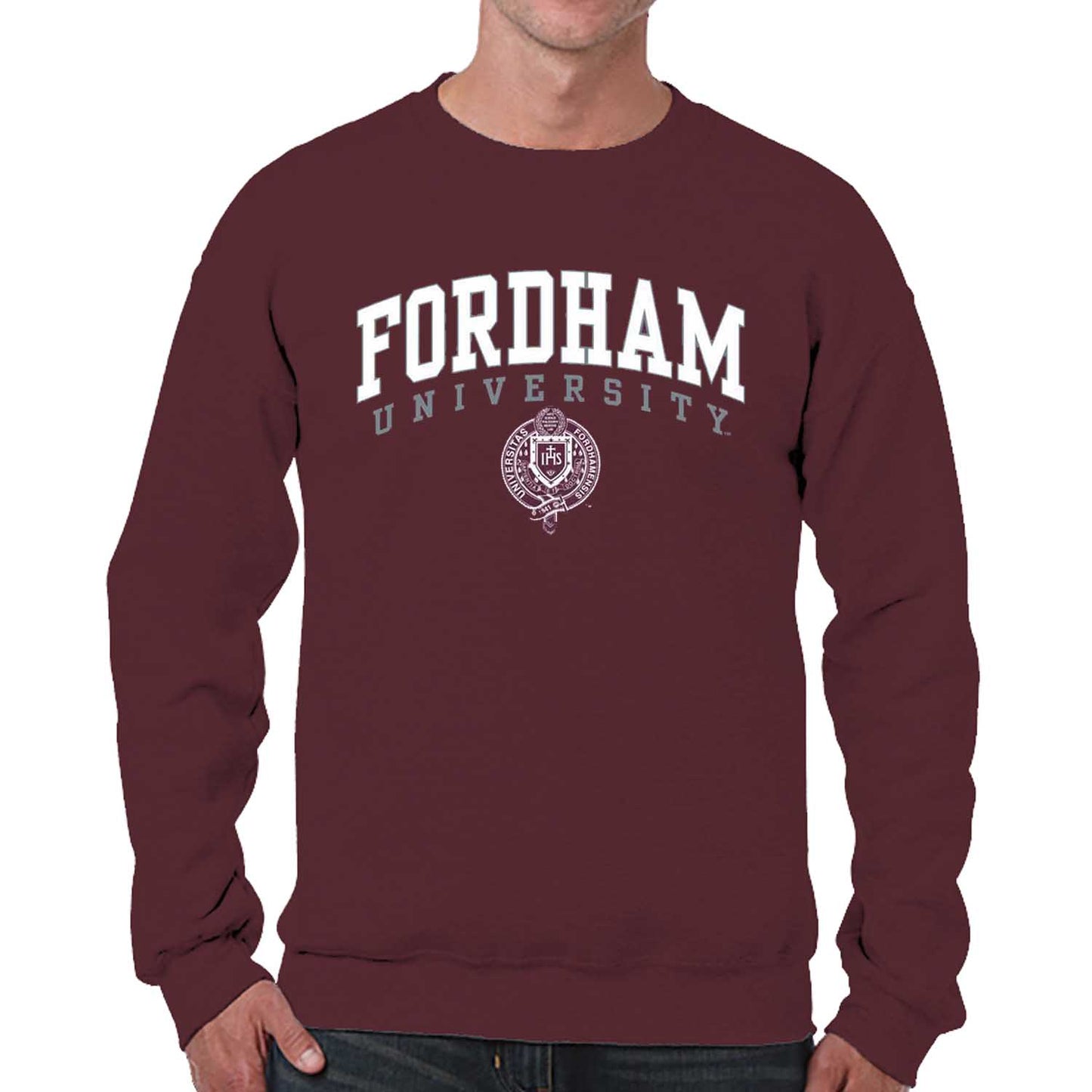 Fordham Rams Campus Colors Adult Arch & Logo Soft Style Gameday Crewneck Sweatshirt - Maroon