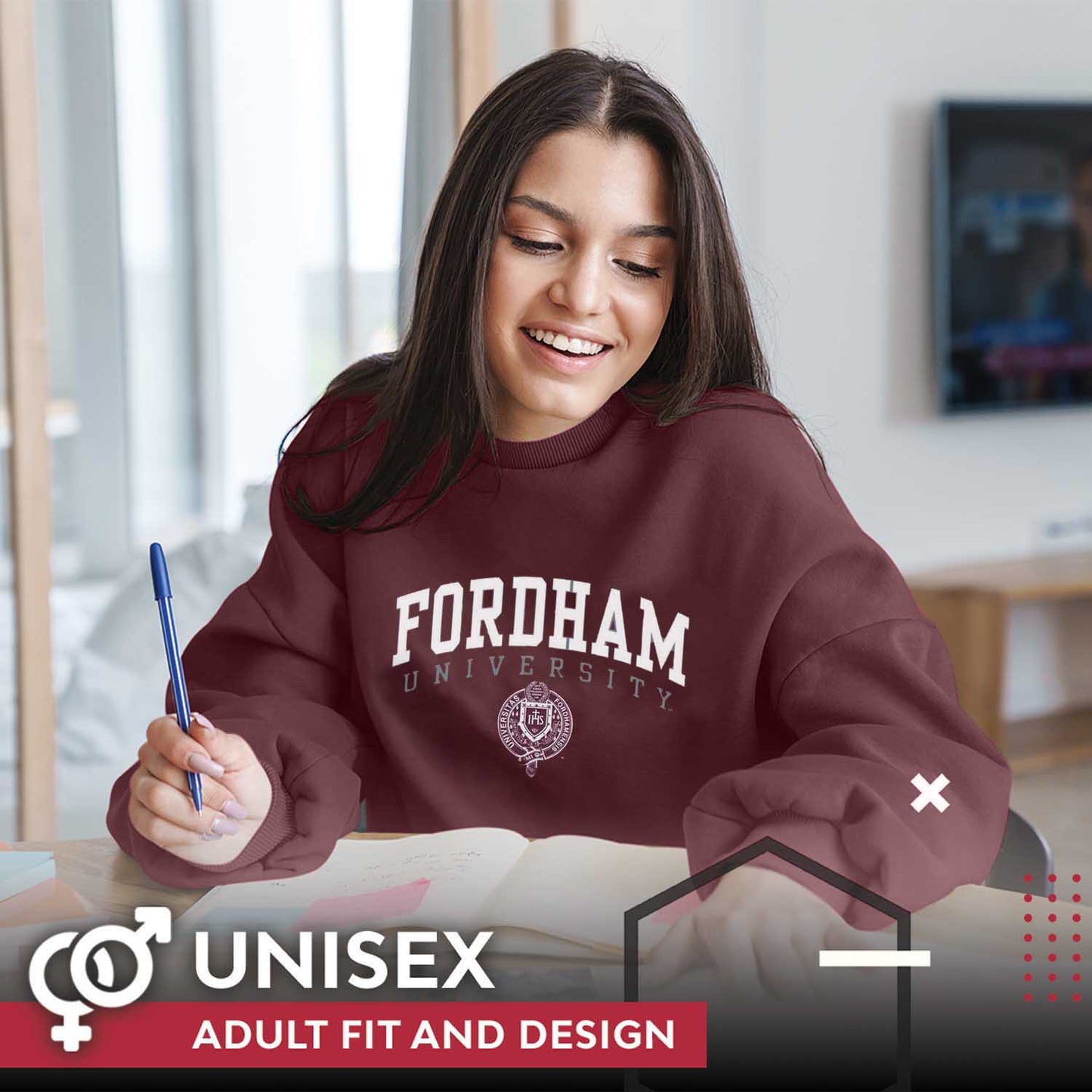 Fordham Rams Campus Colors Adult Arch & Logo Soft Style Gameday Crewneck Sweatshirt - Maroon