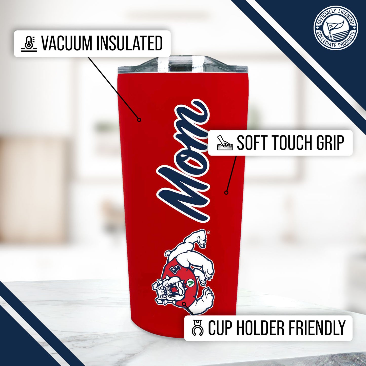 Fresno State Bulldogs NCAA Stainless Steel Travel Tumbler for Mom - Red