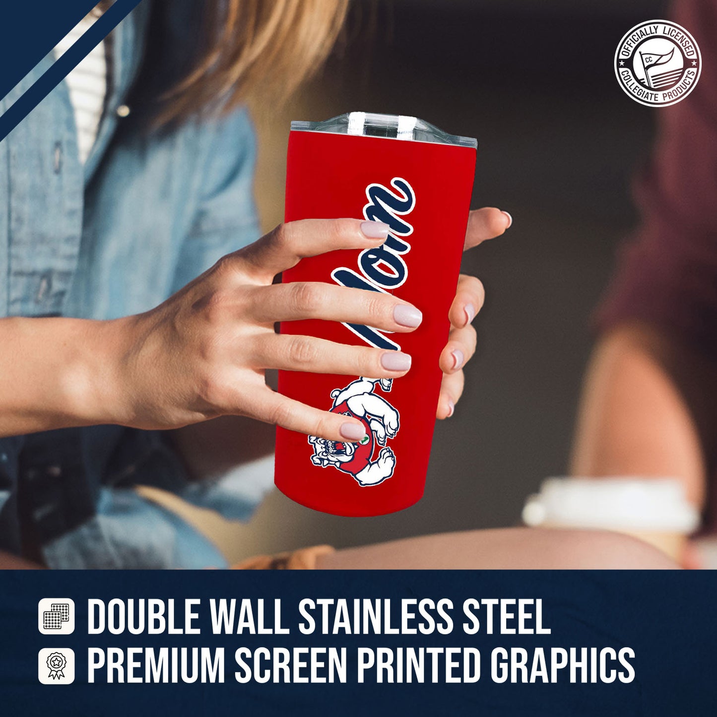 Fresno State Bulldogs NCAA Stainless Steel Travel Tumbler for Mom - Red