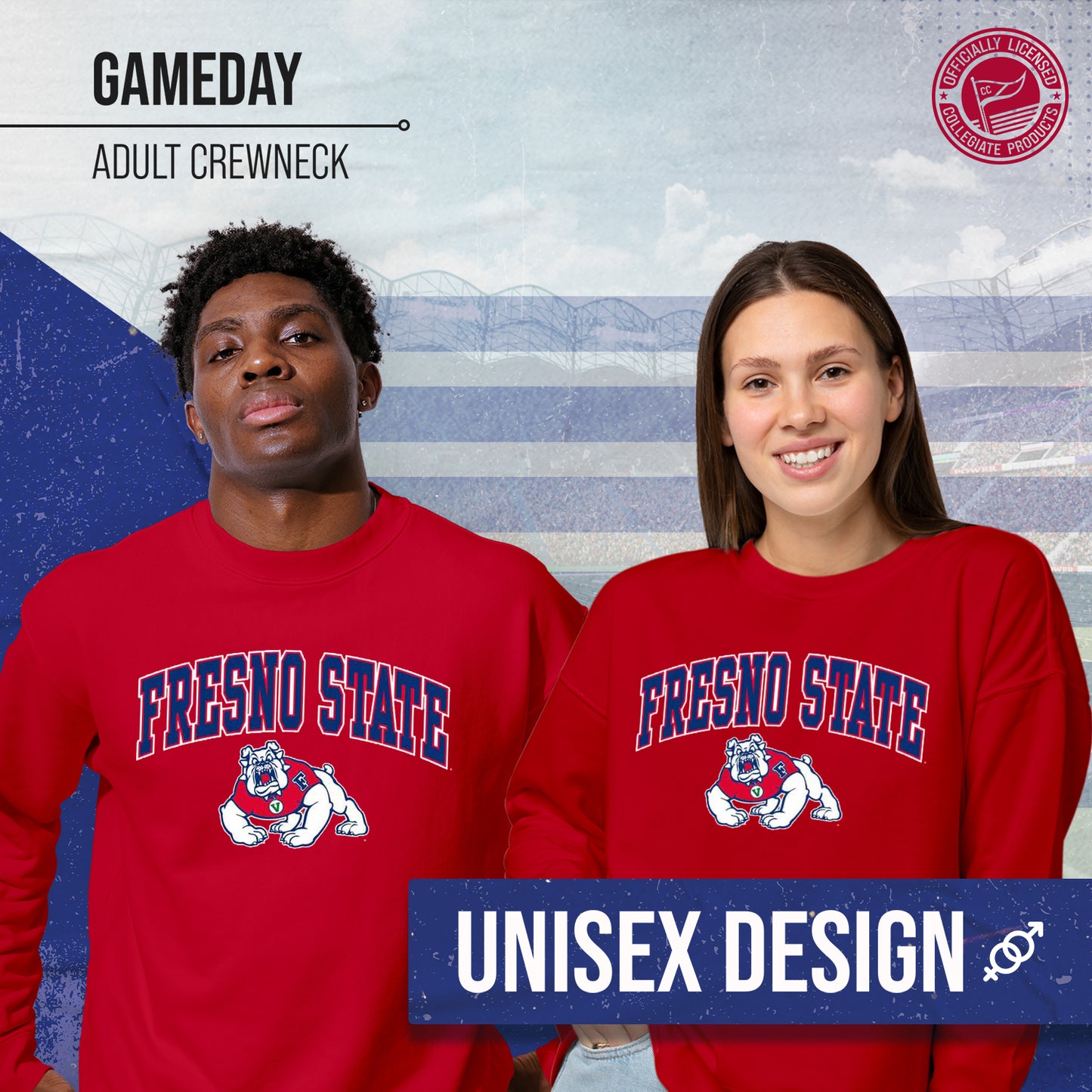 Fresno State Bulldogs Adult Arch & Logo Soft Style Gameday Crewneck Sweatshirt - Red