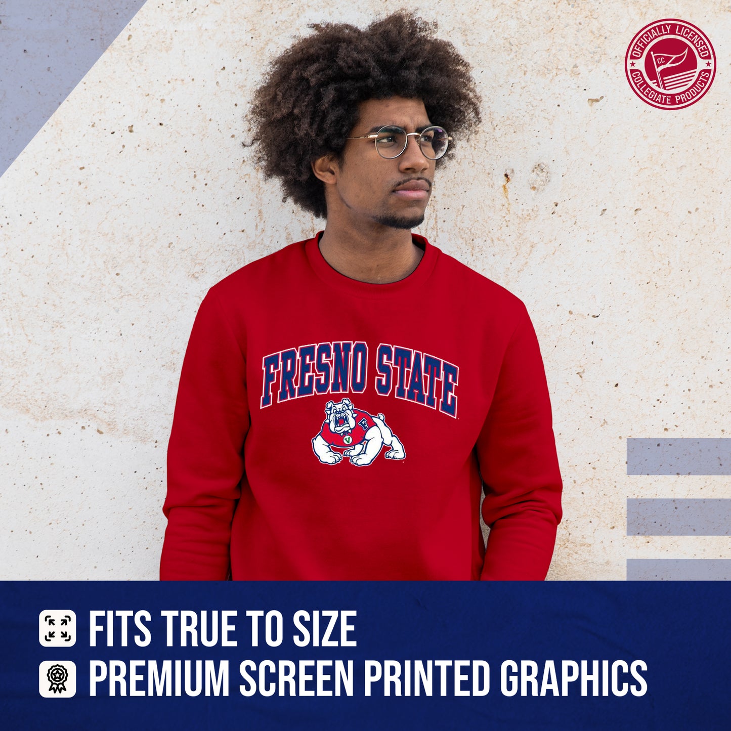 Fresno State Bulldogs Adult Arch & Logo Soft Style Gameday Crewneck Sweatshirt - Red