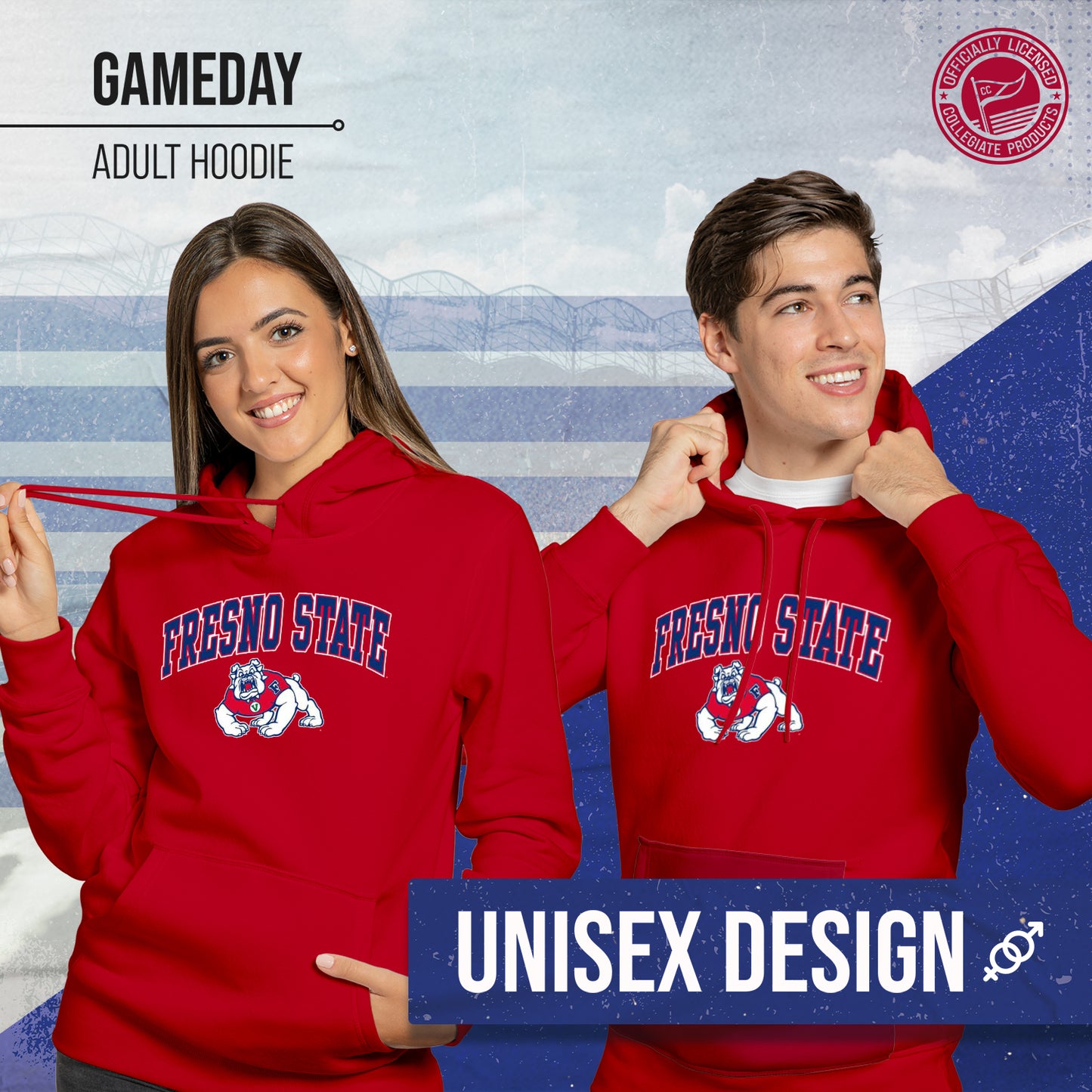 Fresno State Bulldogs Adult Arch & Logo Soft Style Gameday Hooded Sweatshirt - Red