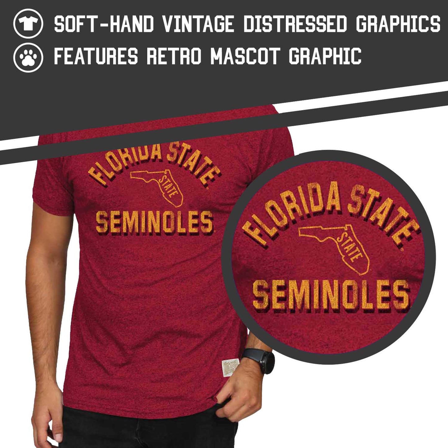 Florida State Seminoles Adult College Team Color T-Shirt - Crimson