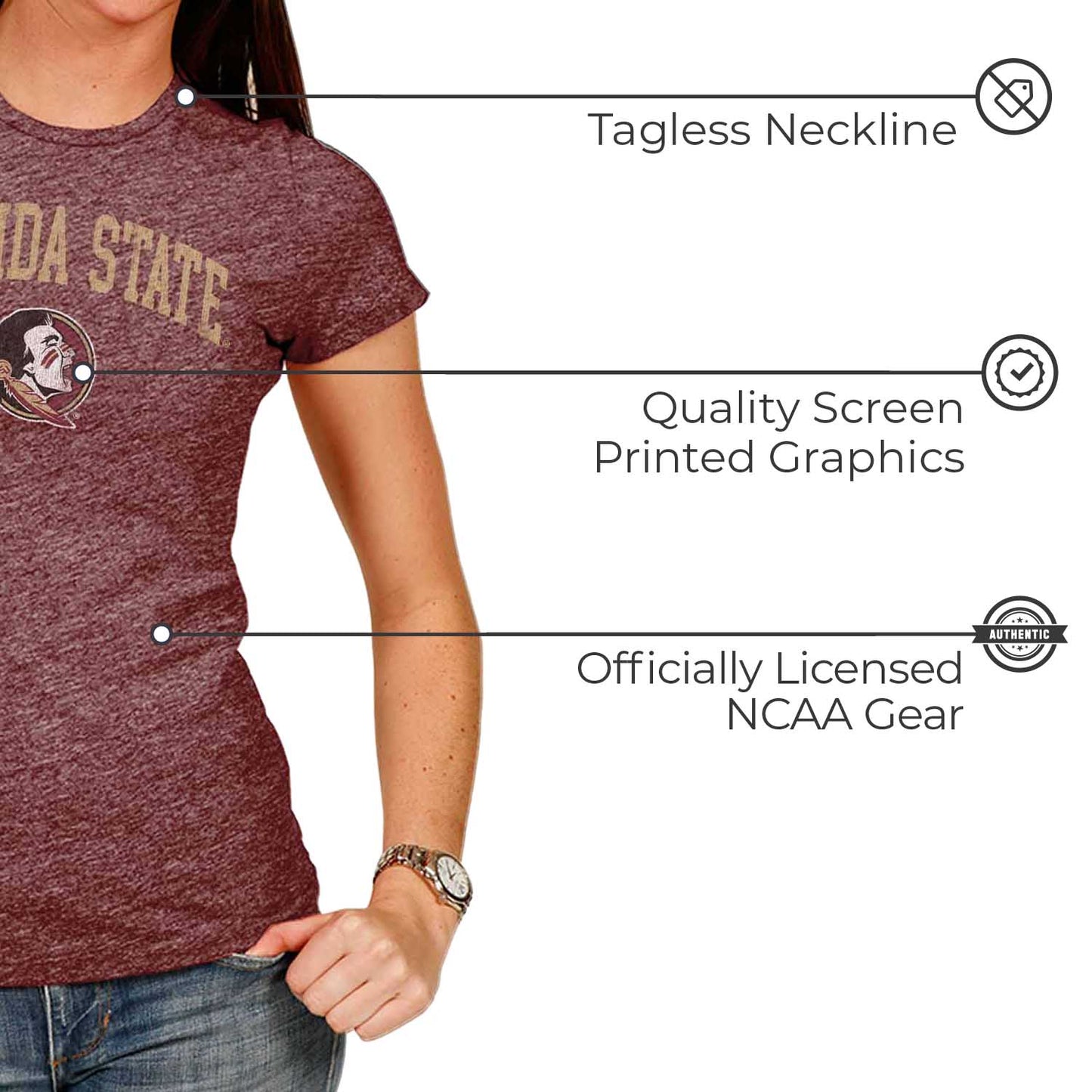 Florida State Seminoles University Women's T-Shirt - Maroon