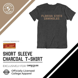 Florida State Seminoles Campus Colors NCAA Adult Cotton Blend Charcoal Tagless T-Shirt - Charcoal